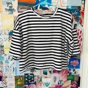 Navy and white striped Zara crop top, size medium.